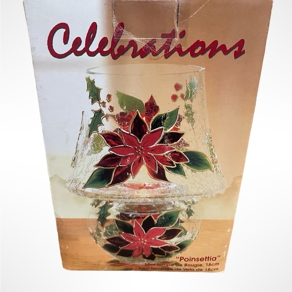 Celebrations Poinsettia Glass Candle Holder - Picture 1 of 3